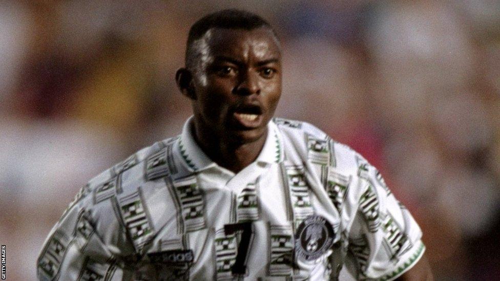 Finidi George playing for Nigeria at the 1994 World Cup in the USA