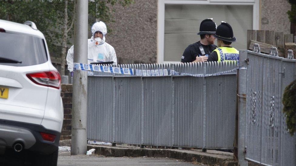 picture of police outside a house in Brithweunydd Road