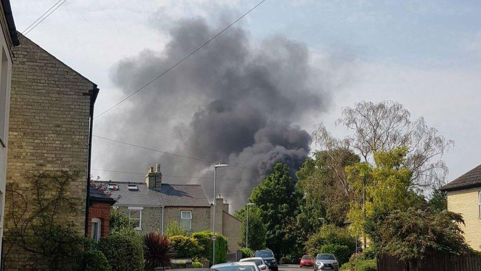 Smoke from fire at Cambridge school