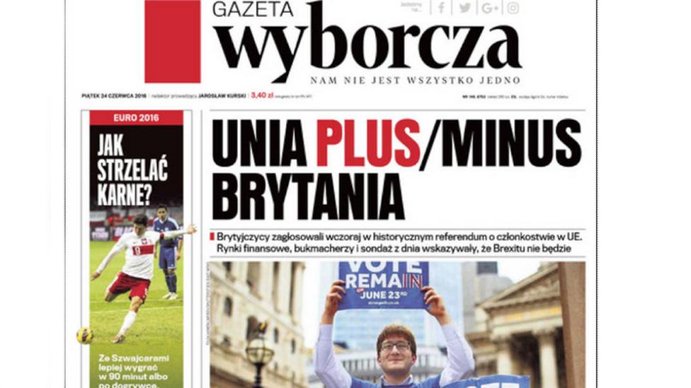 Poland's Gazeta Wyborcza front page