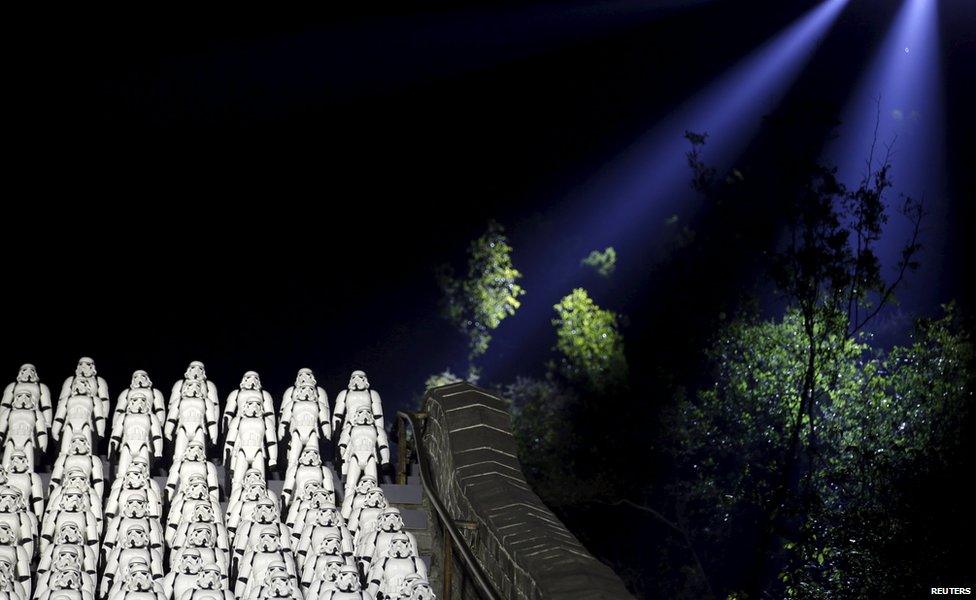 Stormtroopers line the Great Wall of China