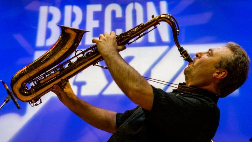 Tim Garland playing saxophone at the 2012 Brecon Jazz Festival