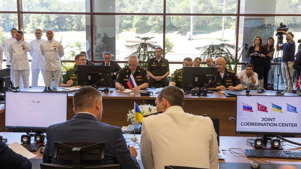 Officials at the coordination centre in Istanbul