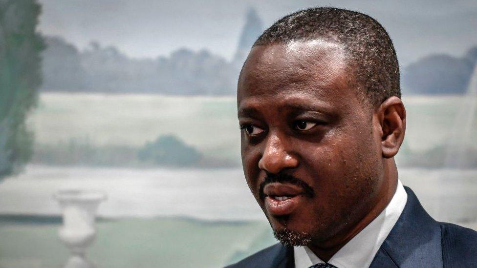 Former Ivory Coast Prime Minister and Presidential candidate Guillaume Soro holds a press conference on September 17, 2020 at the Bristol Hotel in Paris