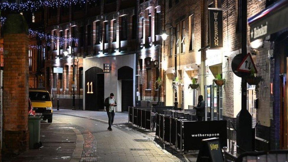 Empty Womanby Street in Cardiff