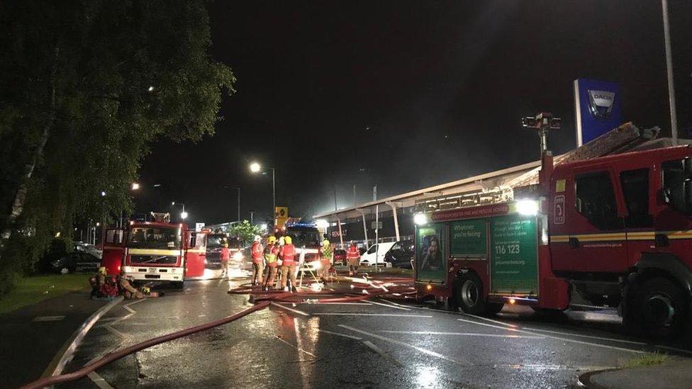 Firefighters tackling the blaze