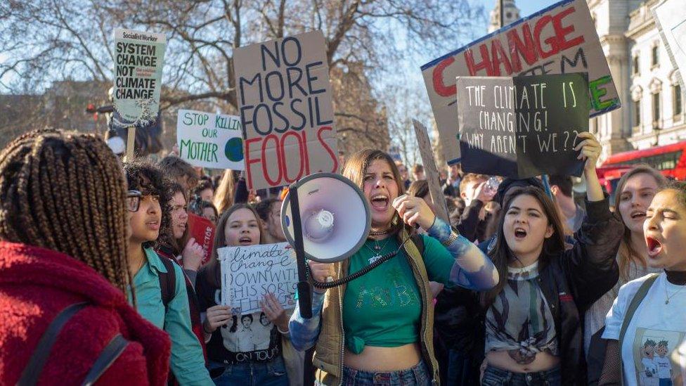 A group of children protest against climate change