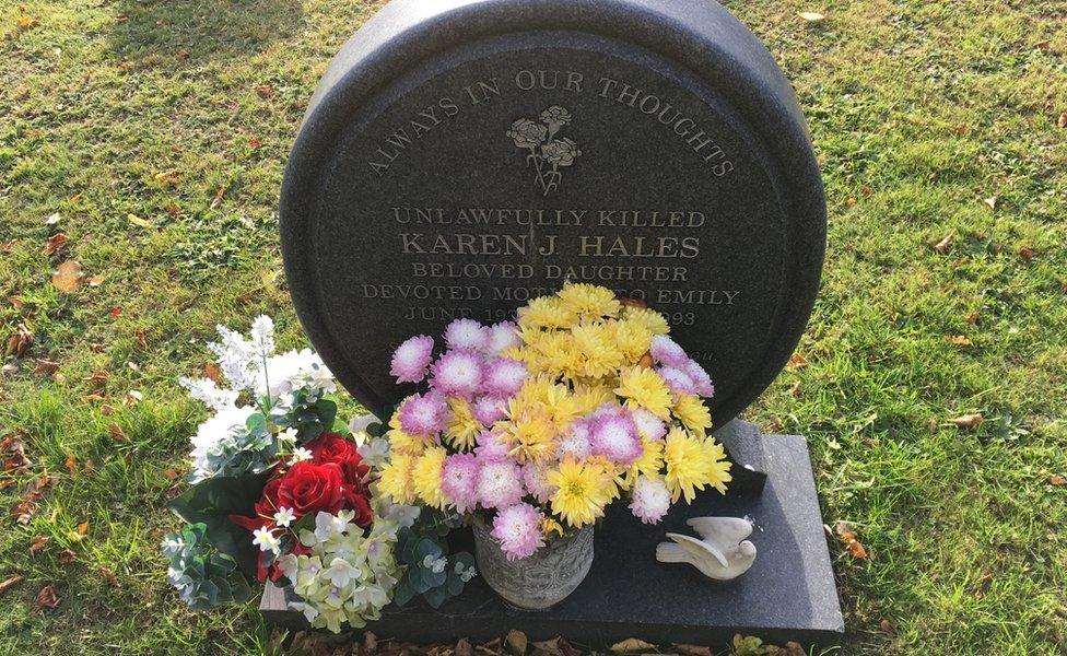 Karen Hales' gravestone at Barham church