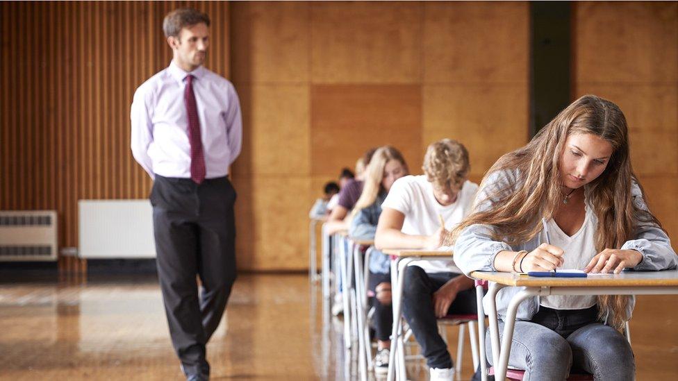 Young people taking exams