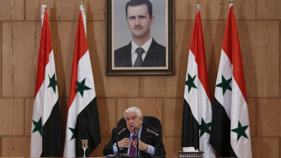 Syrian Foreign Minister Walid al-Moallem speaks during a press conference in Damascus, Syria, 08 May 2017