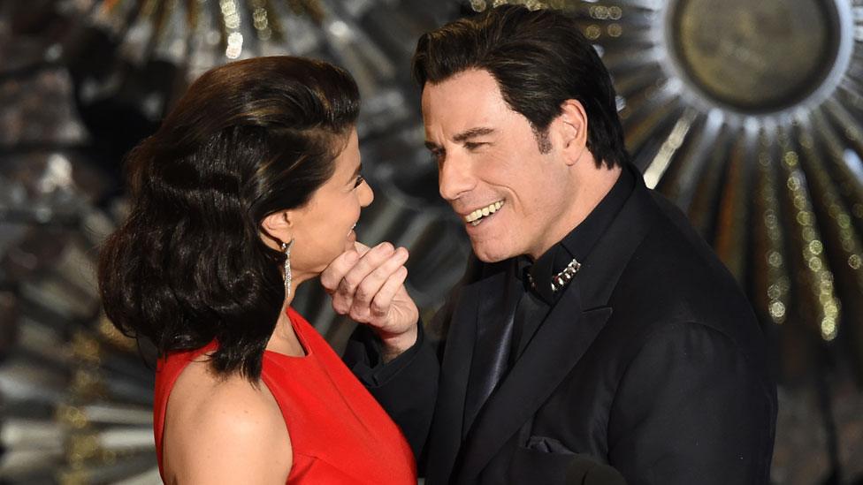 Idina Menzel and John Travolta