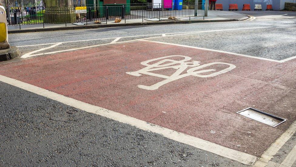 Cycle lane in Edinburgh