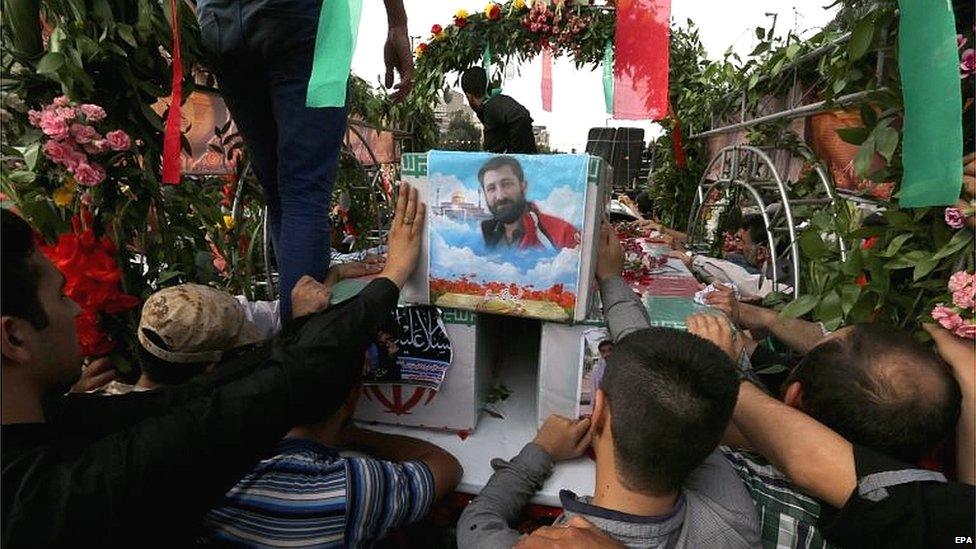 Funeral in Tehran of Iranian Revolutionary Guard member killed in Syria (25/06/15)