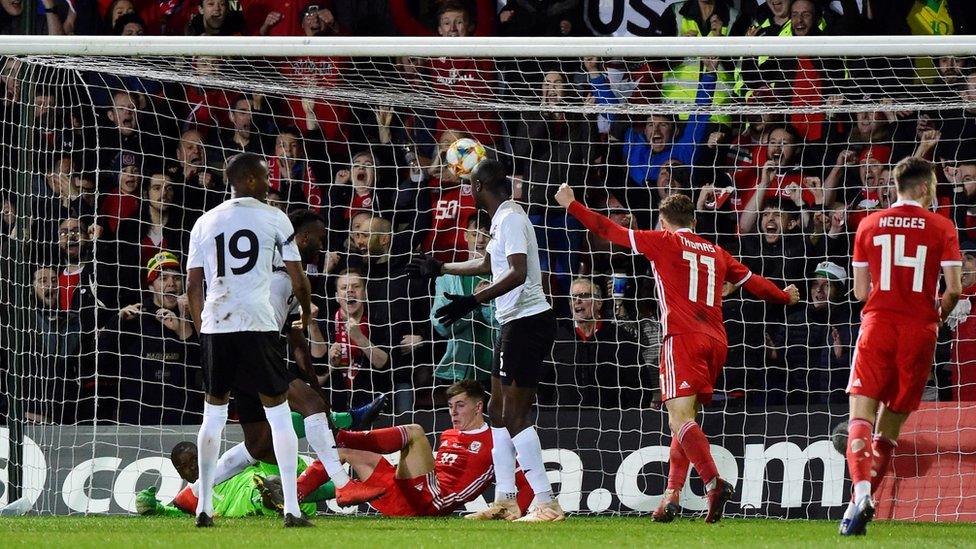 Wales v Trinidad and Tobago at the Racecourse, Wrexham, in March 2019