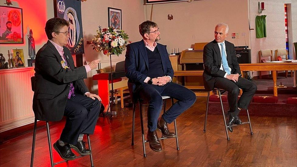 Candidates Marion Turner-Hawes, Will Morris and Ben Habib (l-r)