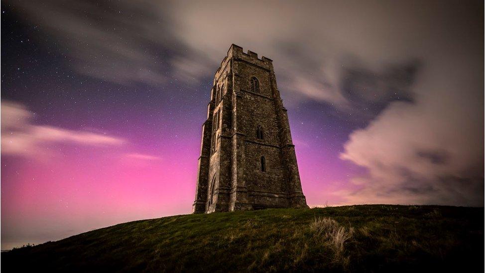 Photo of sky above Glastonbury Tor