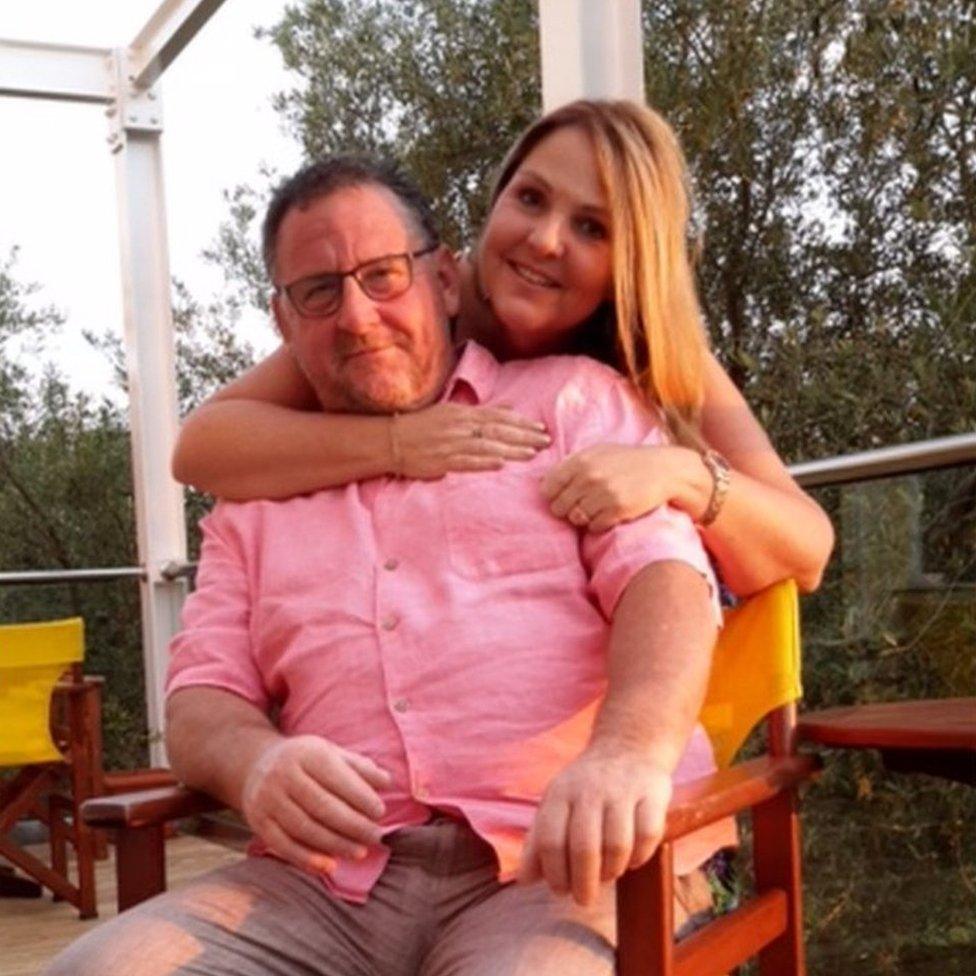 Simon Crewe and Vicki Hewitt on holiday in Kefalonia