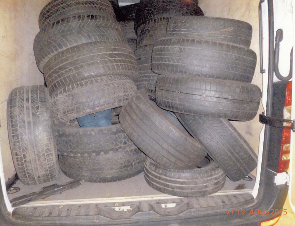 Vietnamese migrants hidden in van-load of tyres