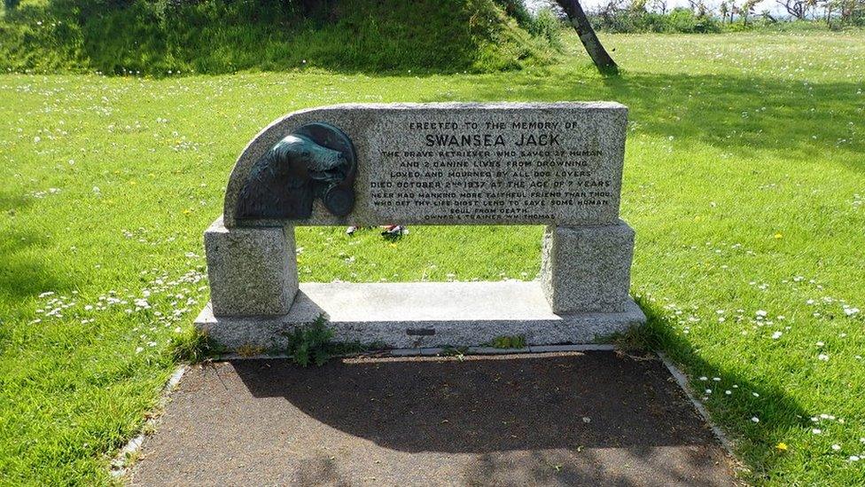 Swansea Jack's memorial on the city's promenade