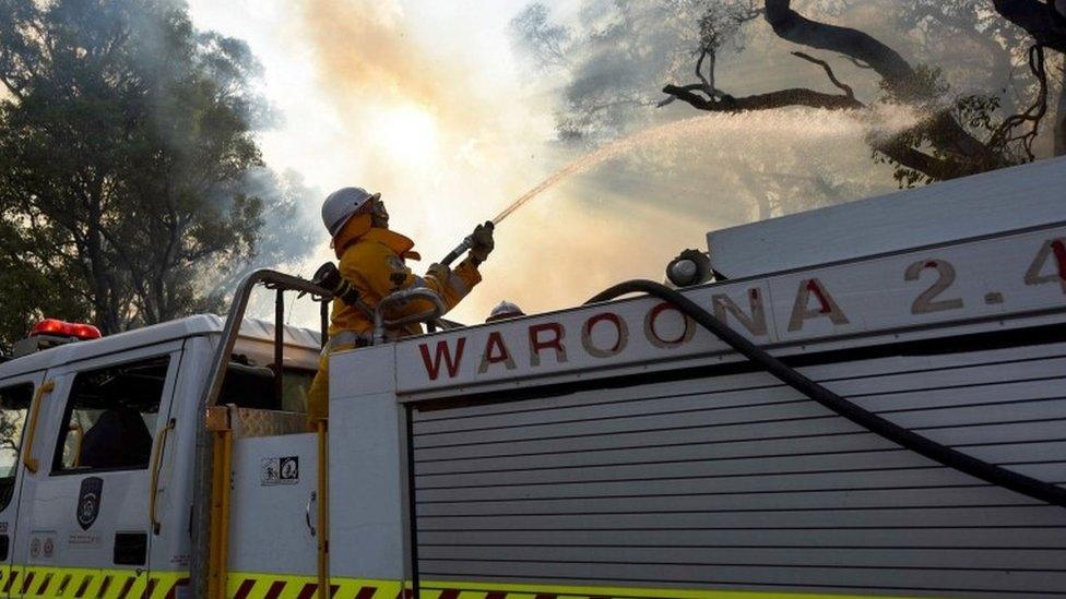 Firefighters battling a fire at Waroona in Western Australia