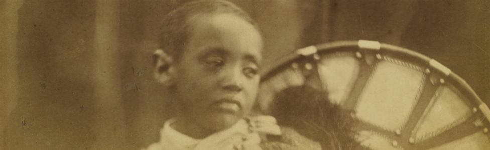 Maqdala 1868 display: Prince Alámayou, photograph, taken on the Isle of Wight, by Julia Margaret Cameron, July 1868