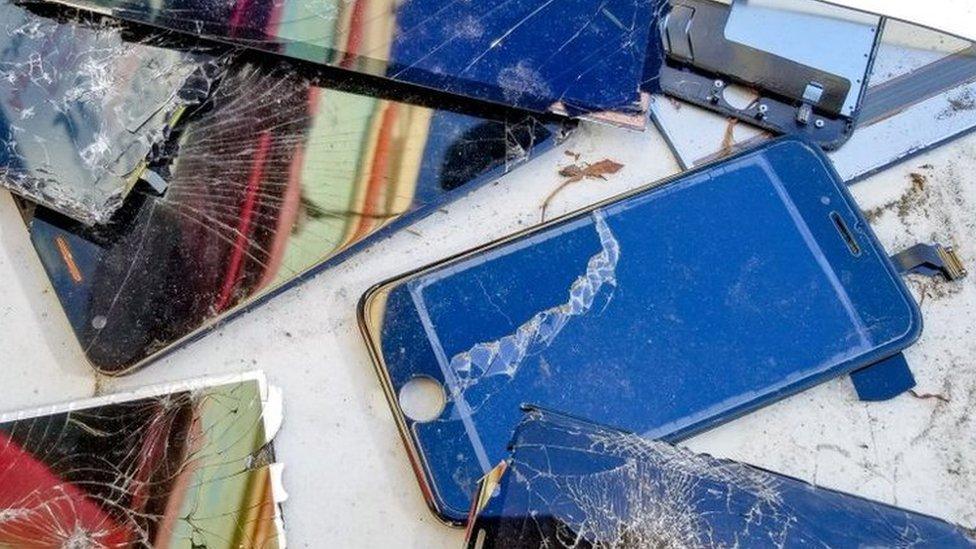 broken mobile phones.