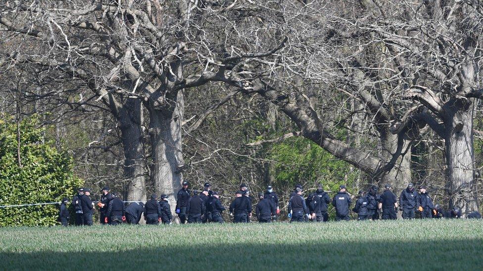 Officers search verges of woodland