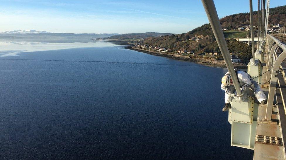 Rope Access Technician on Kessock Bridge