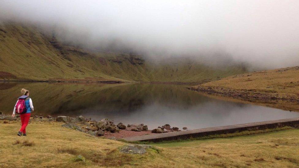 Rhian Davies at Llyn y Fan Fach, on the northern margin of the Black Mountain in Carmarthenshire