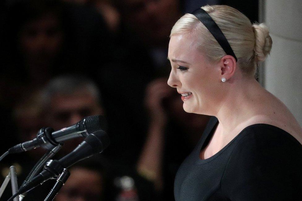 Meghan McCain gives a tearful eulogy to her father