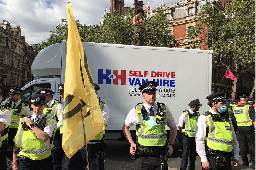 Protest in Cambridge Circus