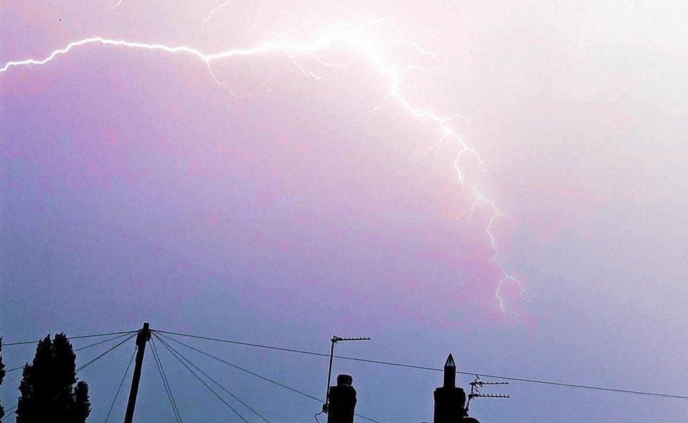 Lightning in Heworth, North Yorkshire