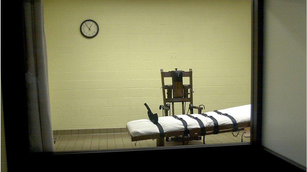 An execution room in Ohio with an electric chair