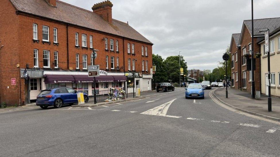 Scene of fatal motorcycle crash, Leighton Road, Leighton Buzzard