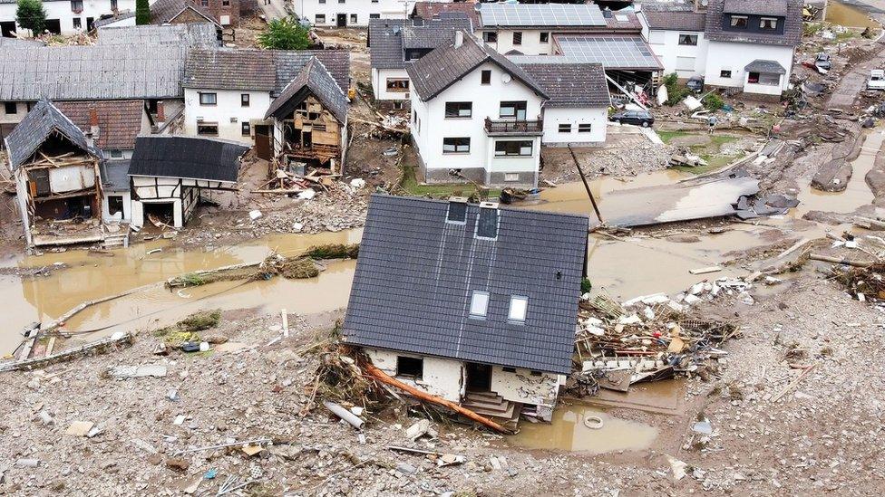 A general view of flood-affected area following heavy rainfalls in Schuld, Germany