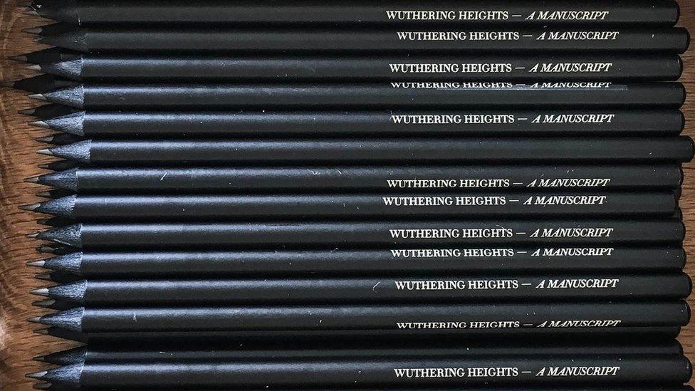 Pencils labelled 'Wuthering Heights - A Manuscript'