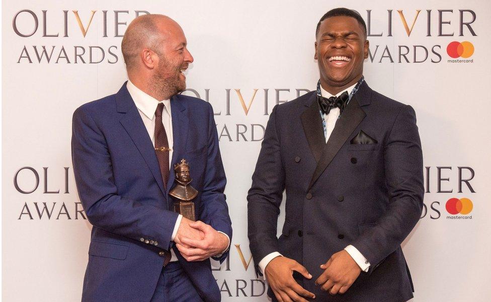 John Tiffany shares a joke with Star Wars actor John Boyega