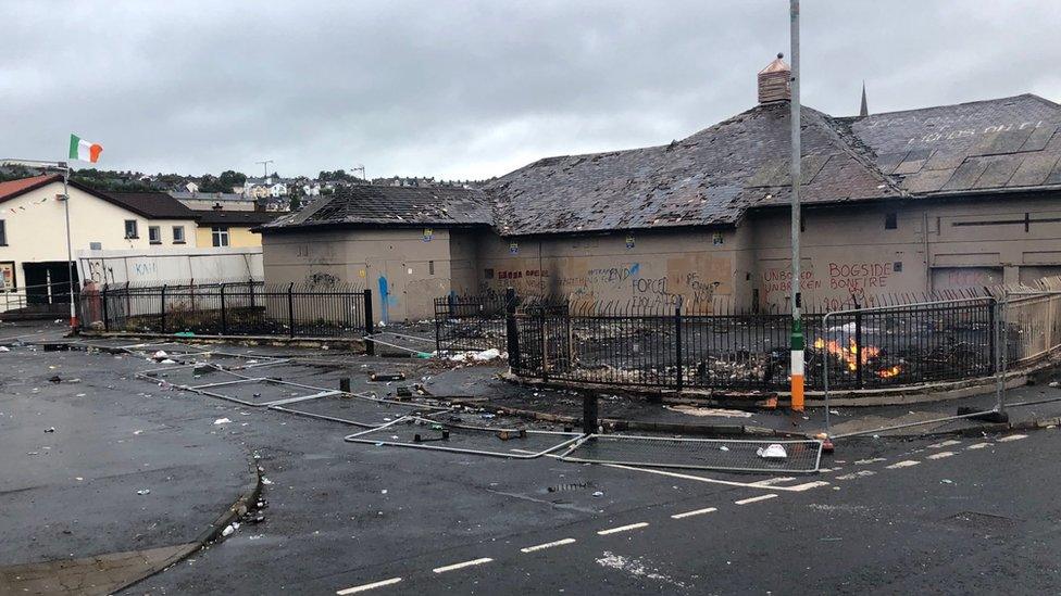 bonfire in derry the morning after