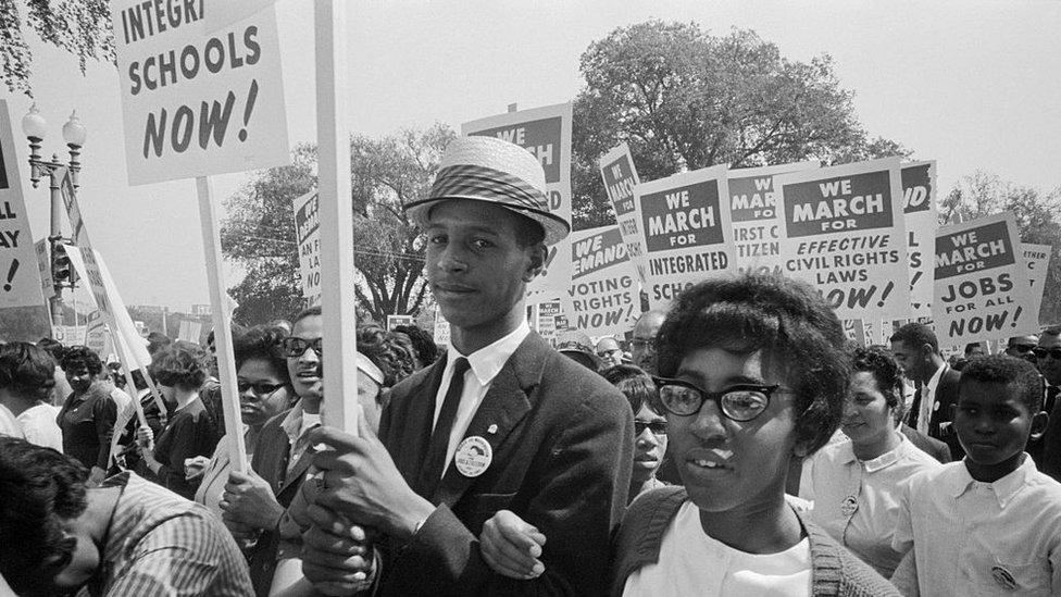 Protesters at the landmark civil rights demonstration, the March on Washington