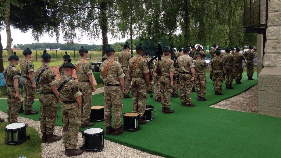 Soldiers have been rehearsing for the ceremony at the Ulster Tower