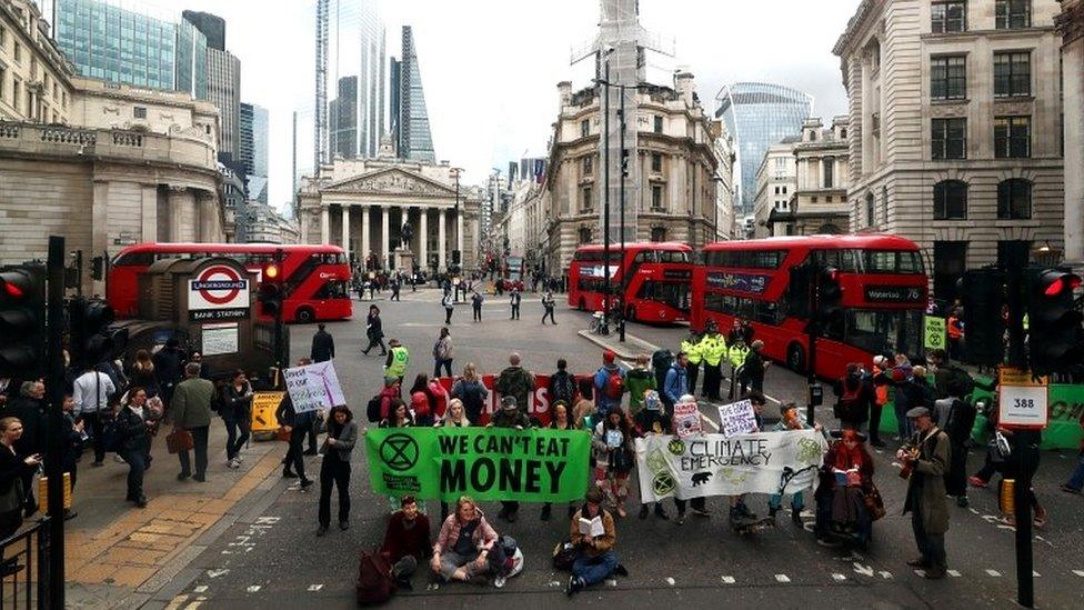 Protesters block traffic at Bank Junction