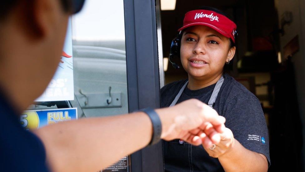 A general view from a Wendy's store on August 9, 2023 in Nanuet, New York.