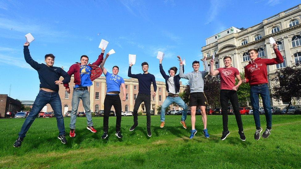 GCSE students celebrate their results at the Royal Belfast Academical Institution