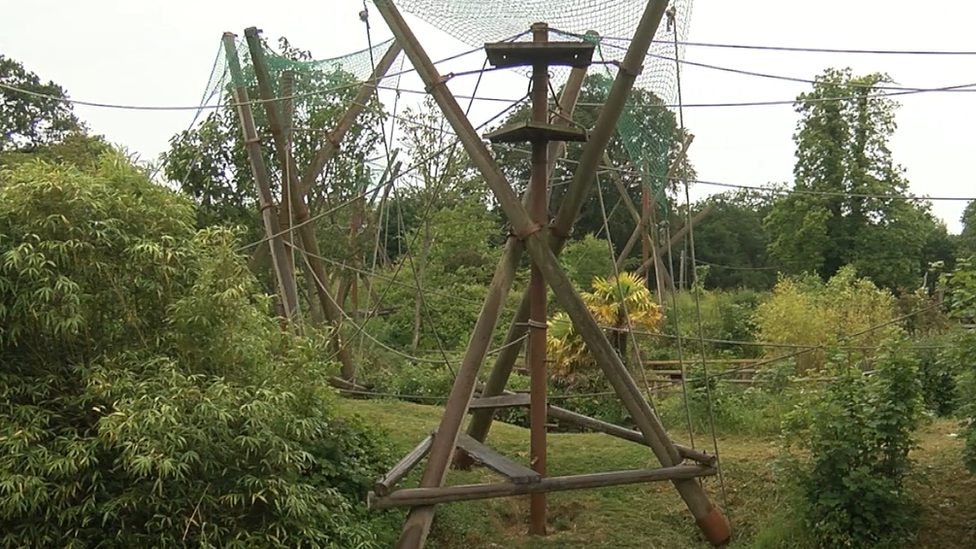 An enclosure at Jersey Zoo