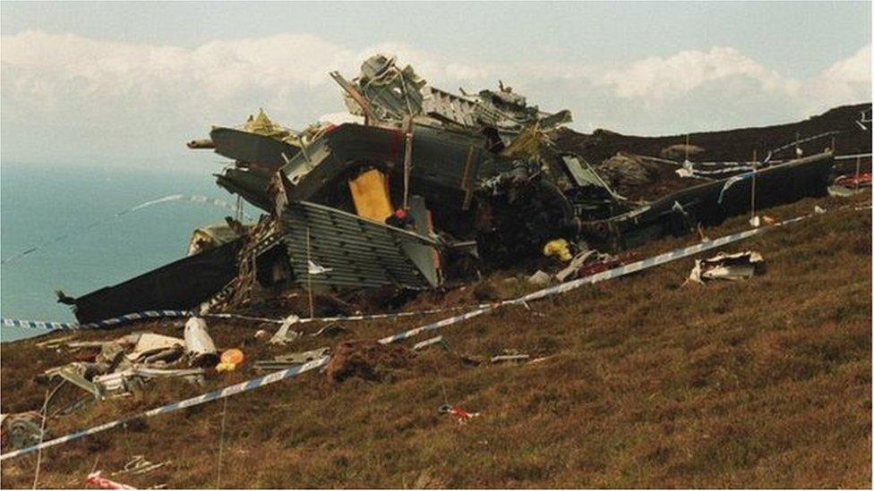 Helicopter wreckage on the Mull of Kintyre