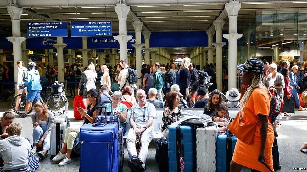 Passengers at St Pancras station