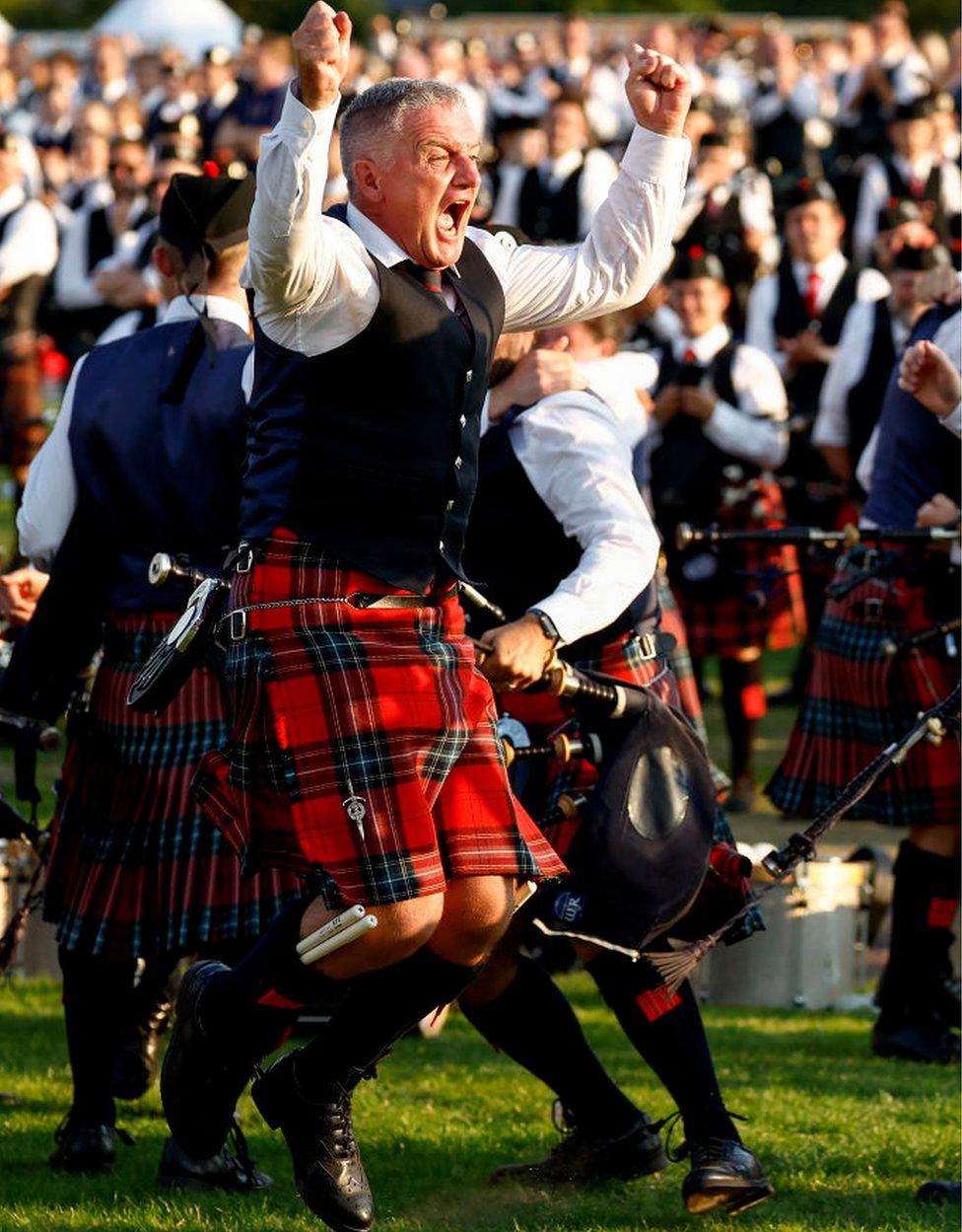 Band member celebrating