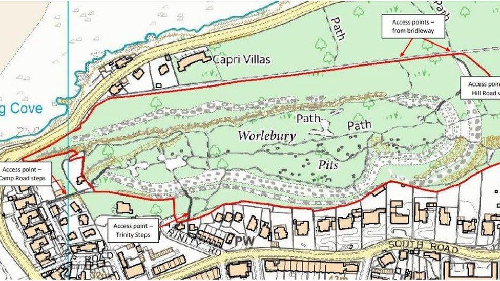 Map image of the iron-age hill fort site