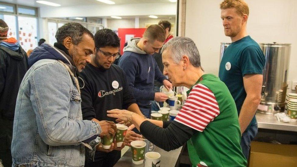 Volunteers at a Crisis centre for the homeless