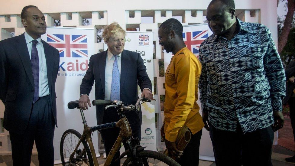 Boris Johnson (2nd L) meets with Ghanaian businessmen at British Embassy in Accra, Ghana on February 15, 2017